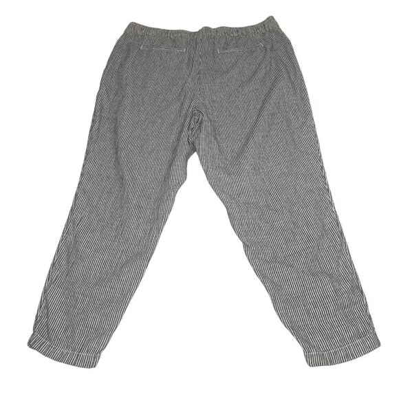 Old Navy High-Waisted Blue Striped Cropped Linen-Blend Tapered Pants Women’s XL - Picture 2 of 10